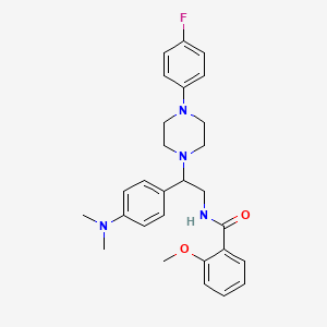 molecular formula C28H33FN4O2 B2860451 N-{2-[4-(dimethylamino)phenyl]-2-[4-(4-fluorophenyl)piperazin-1-yl]ethyl}-2-methoxybenzamide CAS No. 946243-65-8