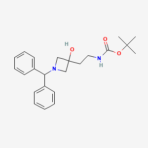 molecular formula C23H30N2O3 B2860457 Tert-butyl N-[2-(1-benzhydryl-3-hydroxyazetidin-3-yl)ethyl]carbamate CAS No. 2305255-89-2