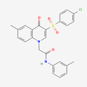 molecular formula C25H21ClN2O4S B2860468 2-[3-(4-氯苯基)磺酰基-6-甲基-4-氧代喹啉-1-基]-N-(3-甲基苯基)乙酰胺 CAS No. 866725-39-5