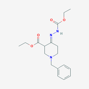 molecular formula C18H25N3O4 B286049 Ethyl 1-benzyl-4-[(ethoxycarbonyl)hydrazono]-3-piperidinecarboxylate 