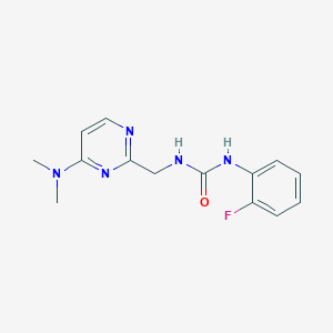 molecular formula C14H16FN5O B2860491 1-((4-(Dimethylamino)pyrimidin-2-yl)methyl)-3-(2-fluorophenyl)urea CAS No. 1797619-72-7