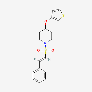 molecular formula C17H19NO3S2 B2860494 (E)-1-(苯乙烯基磺酰基)-4-(噻吩-3-基氧基)哌啶 CAS No. 2035001-71-7