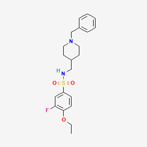 molecular formula C21H27FN2O3S B2860498 N-((1-benzylpiperidin-4-yl)methyl)-4-ethoxy-3-fluorobenzenesulfonamide CAS No. 953261-47-7