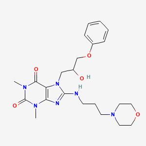 molecular formula C23H32N6O5 B2860506 7-(2-hydroxy-3-phenoxypropyl)-1,3-dimethyl-8-((3-morpholinopropyl)amino)-1H-purine-2,6(3H,7H)-dione CAS No. 941965-45-3