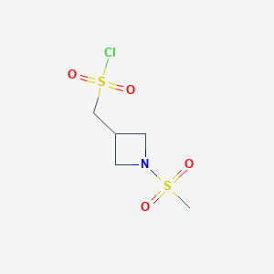 molecular formula C5H10ClNO4S2 B2860507 (1-Methanesulfonylazetidin-3-yl)methanesulfonyl chloride CAS No. 1934917-04-0