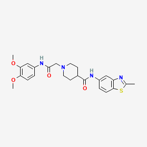 molecular formula C24H28N4O4S B2860509 1-(2-((3,4-二甲氧基苯基)氨基)-2-氧代乙基)-N-(2-甲基苯并[d]噻唑-5-基)哌啶-4-甲酰胺 CAS No. 1207022-73-8