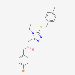 molecular formula C20H22BrN3OS2 B2860512 3-[(4-Bromophenyl)methylsulfinylmethyl]-4-ethyl-5-[(4-methylphenyl)methylsulfanyl]-1,2,4-triazole CAS No. 344275-10-1