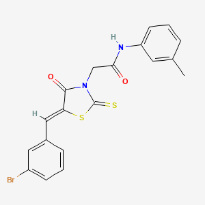 molecular formula C19H15BrN2O2S2 B2860544 2-[(5Z)-5-[(3-bromophenyl)methylidene]-4-oxo-2-sulfanylidene-1,3-thiazolidin-3-yl]-N-(3-methylphenyl)acetamide CAS No. 314251-76-8