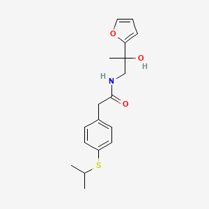 molecular formula C18H23NO3S B2860553 N-(2-(呋喃-2-基)-2-羟基丙基)-2-(4-(异丙硫基)苯基)乙酰胺 CAS No. 1396706-82-3