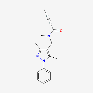 molecular formula C17H19N3O B2860561 N-[(3,5-Dimethyl-1-phenylpyrazol-4-yl)methyl]-N-methylbut-2-ynamide CAS No. 2411278-35-6