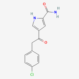 molecular formula C13H11ClN2O2 B2860566 4-[2-(4-chlorophenyl)acetyl]-1H-pyrrole-2-carboxamide CAS No. 338397-97-0