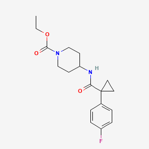 molecular formula C18H23FN2O3 B2860570 4-(1-(4-氟苯基)环丙烷甲酰胺基)哌啶-1-甲酸乙酯 CAS No. 1207041-26-6