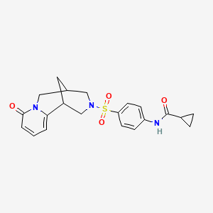 molecular formula C21H23N3O4S B2860571 N-(4-((8-oxo-5,6-dihydro-1H-1,5-methanopyrido[1,2-a][1,5]diazocin-3(2H,4H,8H)-yl)sulfonyl)phenyl)cyclopropanecarboxamide CAS No. 681269-98-7