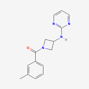 molecular formula C15H16N4O B2860575 (3-(嘧啶-2-基氨基)氮杂环丁-1-基)(间甲苯基)甲酮 CAS No. 2195880-10-3