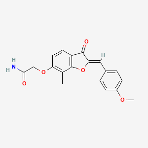 molecular formula C19H17NO5 B2860580 (Z)-2-((2-(4-methoxybenzylidene)-7-methyl-3-oxo-2,3-dihydrobenzofuran-6-yl)oxy)acetamide CAS No. 859665-22-8