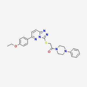 molecular formula C25H26N6O2S B2860582 2-((6-(4-Ethoxyphenyl)-[1,2,4]triazolo[4,3-b]pyridazin-3-yl)thio)-1-(4-phenylpiperazin-1-yl)ethanone CAS No. 894061-33-7