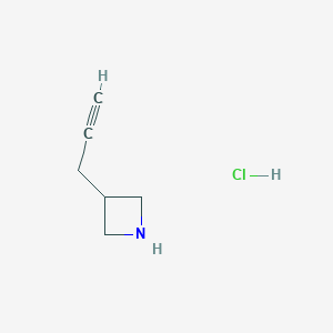 molecular formula C6H10ClN B2860587 3-丙-2-炔基氮杂环丁烷；盐酸盐 CAS No. 2418720-10-0