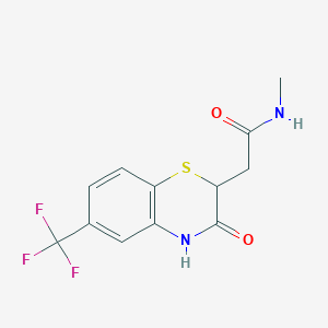 molecular formula C12H11F3N2O2S B2860588 N-methyl-2-[3-oxo-6-(trifluoromethyl)-4H-1,4-benzothiazin-2-yl]acetamide CAS No. 433315-38-9