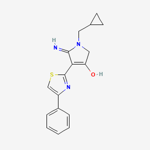 molecular formula C17H17N3OS B2860594 1-(cyclopropylmethyl)-5-imino-4-(4-phenyl-1,3-thiazol-2-yl)-2,5-dihydro-1H-pyrrol-3-ol CAS No. 1107756-86-4