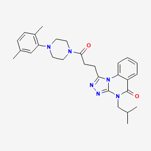 molecular formula C28H34N6O2 B2860602 1-{3-[4-(2,5-二甲苯基)哌嗪-1-基]-3-氧代丙基}-4-异丁基[1,2,4]三唑并[4,3-a]喹唑啉-5(4H)-酮 CAS No. 902929-39-9