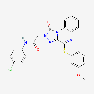 molecular formula C24H18ClN5O3S B2860612 N-(4-氯苯基)-2-(4-((3-甲氧基苯基)硫代)-1-氧代-[1,2,4]三唑并[4,3-a]喹喔啉-2(1H)-基)乙酰胺 CAS No. 1111290-89-1