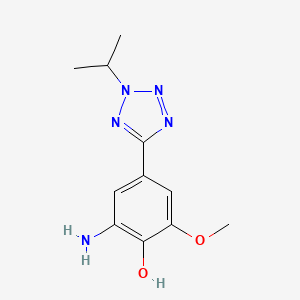 molecular formula C11H16ClN5O2 B2860616 2-amino-6-methoxy-4-[2-(propan-2-yl)-2H-tetrazol-5-yl]phenol CAS No. 1351393-86-6