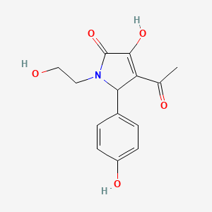 molecular formula C14H15NO5 B2860634 3-Acetyl-4-hydroxy-1-(2-hydroxyethyl)-2-(4-hydroxyphenyl)-5-oxo-3-pyrroline CAS No. 939675-52-2