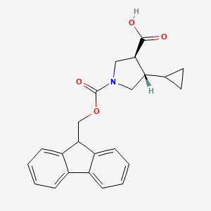 molecular formula C23H23NO4 B2860643 (3S,4S)-4-Cyclopropyl-1-(9H-fluoren-9-ylmethoxycarbonyl)pyrrolidine-3-carboxylic acid CAS No. 2137646-89-8