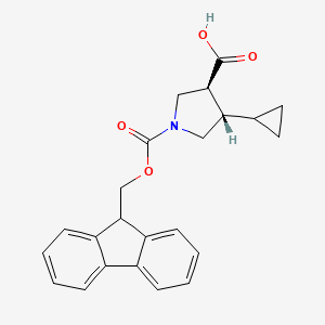 molecular formula C23H23NO4 B2860643 (3S,4S)-4-环丙基-1-(9H-芴-9-基甲氧羰基)吡咯烷-3-羧酸 CAS No. 2137646-89-8