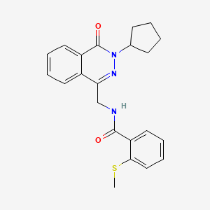 molecular formula C22H23N3O2S B2860647 N-((3-环戊基-4-氧代-3,4-二氢酞嗪-1-基)甲基)-2-(甲硫基)苯甲酰胺 CAS No. 1421491-07-7