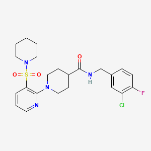 molecular formula C23H28ClFN4O3S B2860648 N-(4-chloro-2-methylphenyl)-4-[5-(piperidin-1-ylcarbonyl)-1,3,4-oxadiazol-2-yl]thiophene-2-sulfonamide CAS No. 1189914-85-9