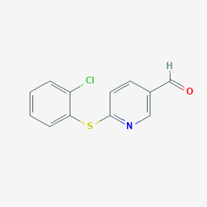 molecular formula C12H8ClNOS B2860649 6-[(2-Chlorophenyl)sulfanyl]nicotinaldehyde CAS No. 338967-22-9