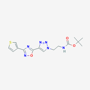 molecular formula C15H18N6O3S B2860653 t-Butyl (2-{4-[3-(3-thienyl)-1,2,4-oxadiazol-5-yl]-1H-1,2,3-triazol-1-yl}ethyl)carbamate CAS No. 2108291-20-7