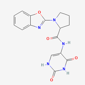 molecular formula C16H15N5O4 B2860657 1-(benzo[d]oxazol-2-yl)-N-(2,4-dioxo-1,2,3,4-tetrahydropyrimidin-5-yl)pyrrolidine-2-carboxamide CAS No. 2034201-94-8
