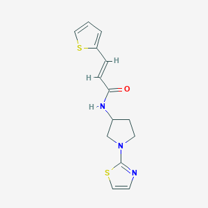 molecular formula C14H15N3OS2 B2860666 (E)-N-(1-(thiazol-2-yl)pyrrolidin-3-yl)-3-(thiophen-2-yl)acrylamide CAS No. 1798422-15-7