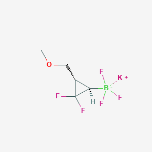 molecular formula C5H7BF5KO B2860673 钾；[(1R,3S)-2,2-二氟-3-(甲氧基甲基)环丙基]-三氟硼烷钾 CAS No. 2416056-38-5