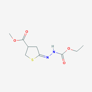 molecular formula C9H14N2O4S B286068 ethyl 2-(4-(methoxycarbonyl)dihydro-2(3H)-thienylidene)hydrazinecarboxylate 