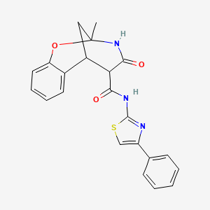 2-methyl-4-oxo-N-(4-phenylthiazol-2-yl)-3,4,5,6-tetrahydro-2H-2,6-methanobenzo[g][1,3]oxazocine-5-carboxamide