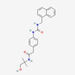 N-(1-hydroxy-2-methylpropan-2-yl)-2-(4-(3-(naphthalen-1-ylmethyl)ureido)phenyl)acetamide