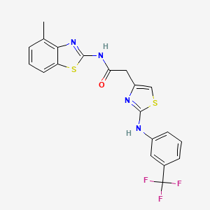 molecular formula C20H15F3N4OS2 B2860702 N-(4-甲基苯并[d]噻唑-2-基)-2-(2-((3-(三氟甲基)苯基)氨基)噻唑-4-基)乙酰胺 CAS No. 1171674-23-9