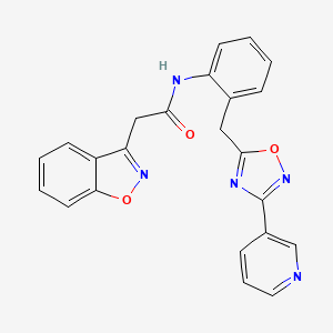 molecular formula C23H17N5O3 B2860711 2-(苯并[d]异恶唑-3-基)-N-(2-((3-(吡啶-3-基)-1,2,4-恶二唑-5-基)甲基)苯基)乙酰胺 CAS No. 1797751-05-3