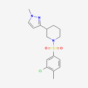 molecular formula C16H20ClN3O2S B2860721 1-((3-chloro-4-methylphenyl)sulfonyl)-3-(1-methyl-1H-pyrazol-3-yl)piperidine CAS No. 2198308-57-3