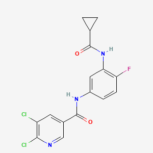 molecular formula C16H12Cl2FN3O2 B2860724 5,6-dichloro-N-(3-cyclopropaneamido-4-fluorophenyl)pyridine-3-carboxamide CAS No. 1031066-68-8