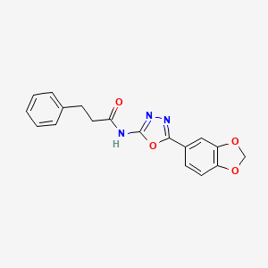 N-(5-(benzo[d][1,3]dioxol-5-yl)-1,3,4-oxadiazol-2-yl)-3-phenylpropanamide
