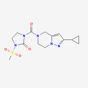 1-(2-Cyclopropyl-4,5,6,7-tetrahydropyrazolo[1,5-a]pyrazine-5-carbonyl)-3-(methylsulfonyl)imidazolidin-2-one