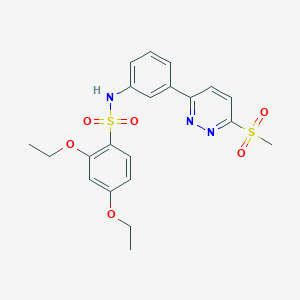 molecular formula C21H23N3O6S2 B2860736 2,4-diethoxy-N-(3-(6-(methylsulfonyl)pyridazin-3-yl)phenyl)benzenesulfonamide CAS No. 950319-85-4