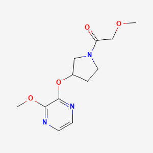 molecular formula C12H17N3O4 B2860738 2-Methoxy-1-(3-((3-methoxypyrazin-2-yl)oxy)pyrrolidin-1-yl)ethanone CAS No. 2034398-49-5