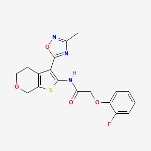 molecular formula C18H16FN3O4S B2860745 2-(2-fluorophenoxy)-N-(3-(3-methyl-1,2,4-oxadiazol-5-yl)-5,7-dihydro-4H-thieno[2,3-c]pyran-2-yl)acetamide CAS No. 1795305-53-1