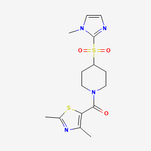 molecular formula C15H20N4O3S2 B2860753 (2,4-dimethylthiazol-5-yl)(4-((1-methyl-1H-imidazol-2-yl)sulfonyl)piperidin-1-yl)methanone CAS No. 2320175-48-0