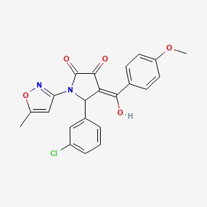 molecular formula C22H17ClN2O5 B2860756 5-(3-chlorophenyl)-3-hydroxy-4-(4-methoxybenzoyl)-1-(5-methylisoxazol-3-yl)-1H-pyrrol-2(5H)-one CAS No. 618876-03-2